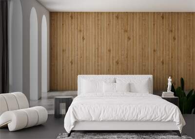 Architecture and interior concept Empty room and wood panels wall background 3D illustration rendering Wall mural