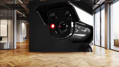 Security Camera Close-Up: A Sleek Black Design Wall mural