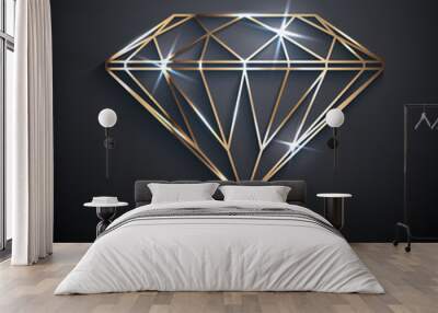 Abstract luxury template with gold diamond outlined shape - eps10 vector background Wall mural