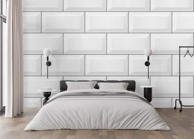 Seamless smooth metro tile texture - realistic white brick background Wall mural