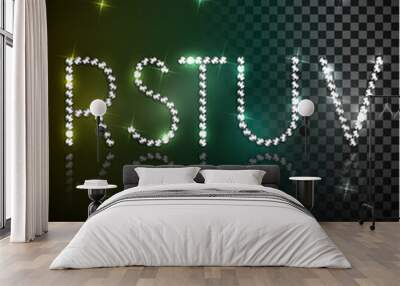 Shiny diamond transparent alphabet letters set Wall mural