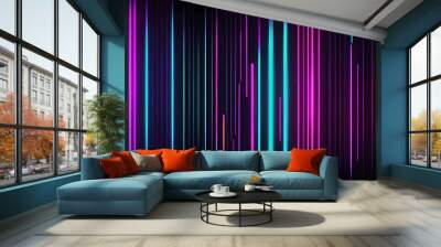 Modern dark background with colorful glowing sparkling hanging lines. Web, hi-tech, banner, background, wallpaper, technology Wall mural