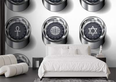 religious symbol icon set on modern vector button Wall mural