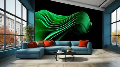 3d rendering Wavy modern shapes on a black background. abstract background.Luxurious style background or wallpaper Wall mural