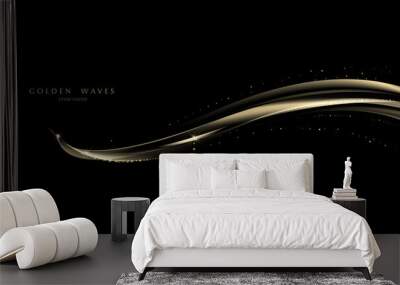 golden wave background, luxury gold lines Wall mural