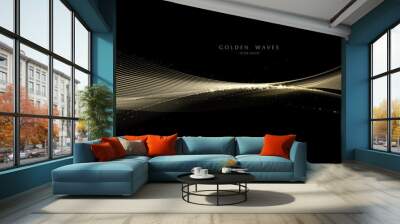 golden wave background, luxury gold lines Wall mural