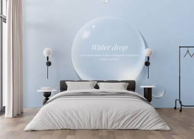 transparent water droplets , water drop object. Wall mural