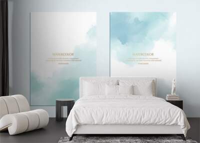 Watercolor background with blue background, soft drawing texture Wall mural