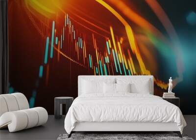 An insightful graphical representation of a backtest analysis showcasing various financial charts, including candlestick patterns, bar graphs, and column charts.  Wall mural