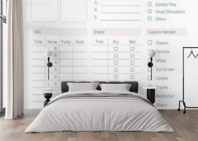 Baby log for daily activity  Wall mural