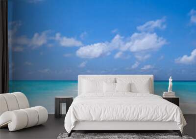 Beautiful sandbank under blue sky and white clouds on India ocean Wall mural