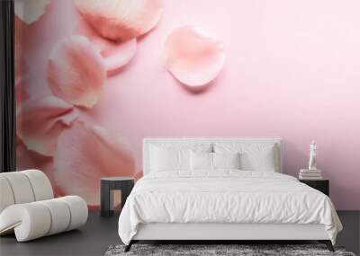 Close up of tenderness pink rose petals. Wall mural