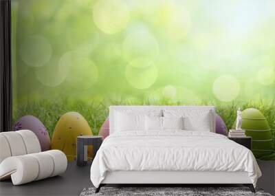 Easter eggs in grass Wall mural