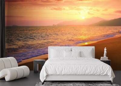 landscape with sea sunset on beach Wall mural