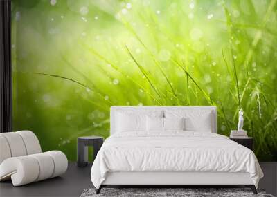 morning dew on spring grass Wall mural