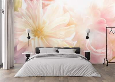 Pink peony flower background Wall mural