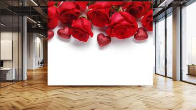 Red roses and heart shape ornaments Wall mural