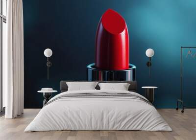 Elegant Lipstick Displayed with a Glossy Finish. The image features a classic lipstick with a sleek, polished look. Wall mural