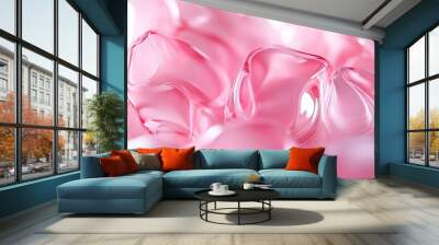 Extreme Close-Up of Light Pink Translucent Material with Near-Spherical Liquids. This product shot features a creative composition of translucent, light pink material and nearly spherical liquids. Wall mural