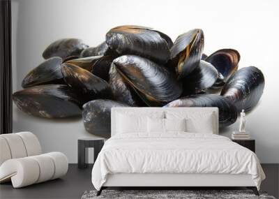 Fresh Mussels in a Shell with a Rustic Background Wall mural