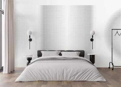 Abstract geometric halftone shapes. Black dotted circle and square gradient.	 Wall mural