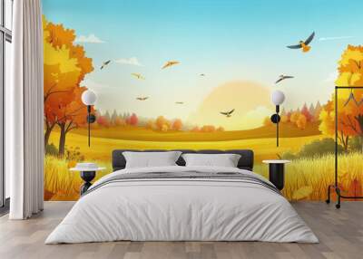 Natural scenery in autumn Wall mural