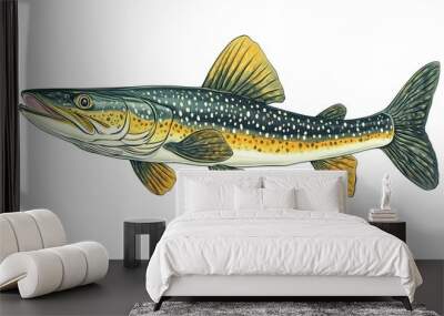 Pike Vector Art Illustration Featuring Hands and Legs on a White Background Wall mural