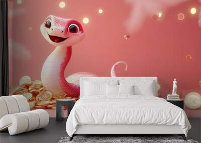 A snake on a pile of coins Wall mural