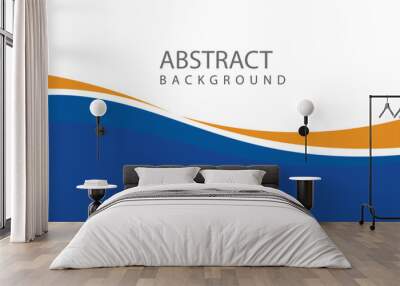 Blue and orange business wave banner background. vector Wall mural