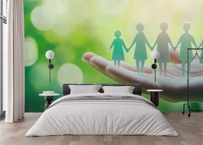 Holding paper figures holding hands Wall mural