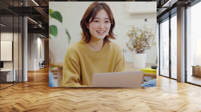 Portrait of a woman talking Wall mural