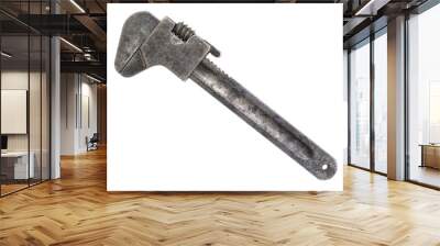 Old adjustable wrench on white background  Wall mural