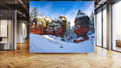 Zittauer Gebirge Kelchstein bei  Oybin im Winter - Chalice Rock (Kelchstein) in Zittau Mountains near Oybin in winter Wall mural