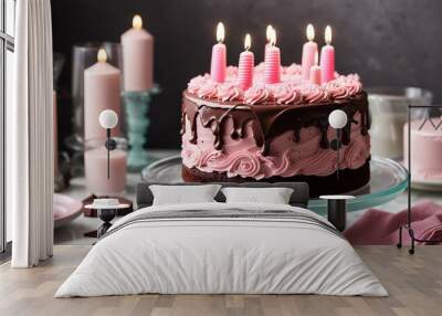 birthday cake with candles Wall mural