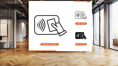 NFC icons set vector illustration with solid icon line style. Wireless payment concept. Editable stroke icon on isolated background for web design, infographic and UI mobile app. Wall mural