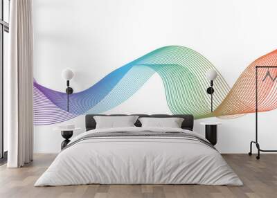 abstract wave lines colorful isolated vector Wall mural