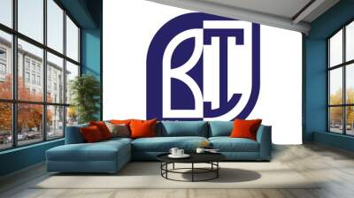 bi initial letter emblem logo negative space Wall mural