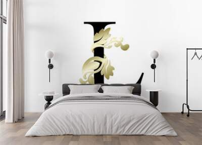 initial letter L luxury overlapping ornament gold color Wall mural