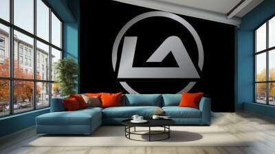 initial letter logo with circle silver color LA Wall mural