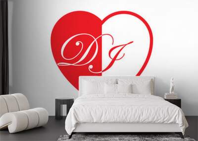 initial two letter love half shape Wall mural