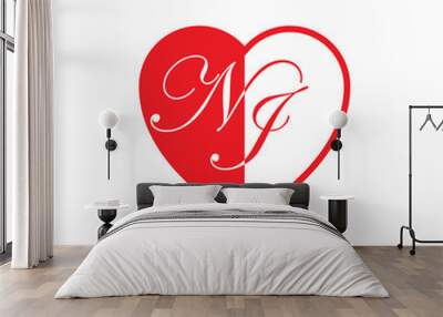 initial two letter love half shape Wall mural