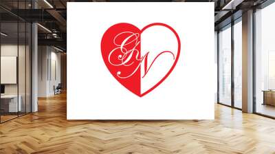 initial two letter love half shape Wall mural