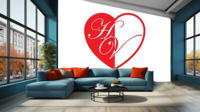 initial two letter love half shape Wall mural