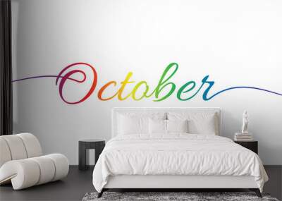 october letter calligraphy banner colorful gradient Wall mural