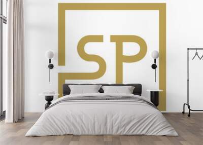 two letter logo line square SA TO SZ Wall mural