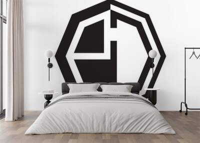 two letter PD octagon negative space logo Wall mural