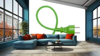 Green energy plug isolated on white background Wall mural