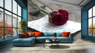 Love letter and rose Wall mural