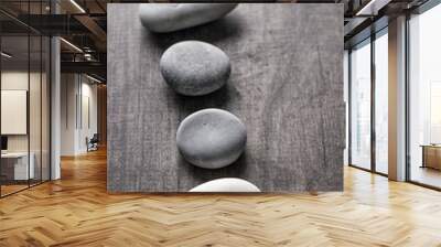 rocks on old wooden plank Wall mural