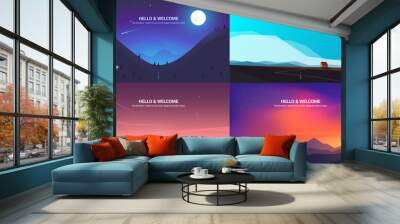 vector banners set . landscape illustration . flat design Wall mural